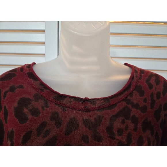 Burgundy Animal Print Leopard Made In Italy 90s Slouch oversized Sweater 2XL - Picture 2 of 5